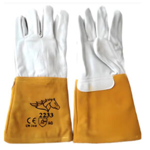 Găng tay da hàn Tig màu trắng vàng