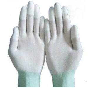 Găng tay sợi polyester màu trắng phủ PU đầu ngón GT615-221