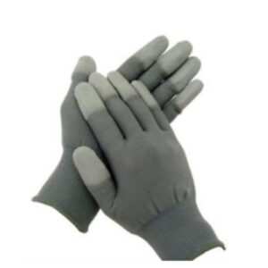 Găng tay sợi polyester màu xám phủ PU đầu ngón GT615-223